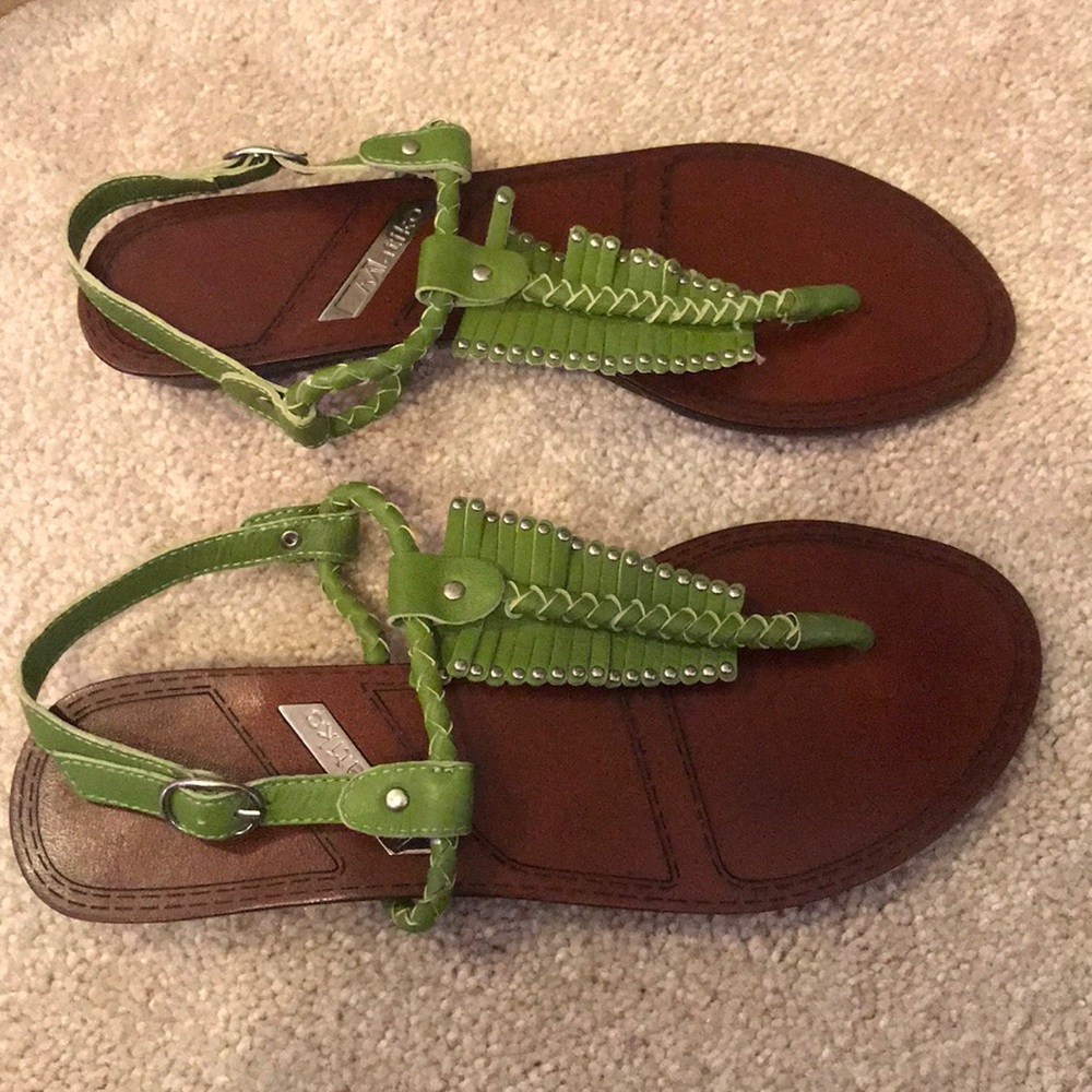 Matiko studded fringe sandal - green - size 6.5